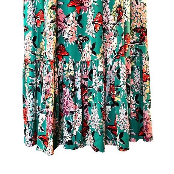 Torrid Women's Green Floral Short Sleeve Button Pintuck Maxi Dress SZ 1 (14/16) - Picture 4 of 11